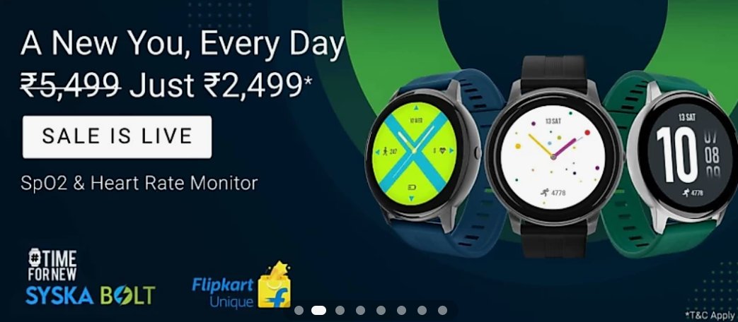 TechAlertNow's tweet photo. SYSKA B⚡LT SmartWatch 

Sale Is Live Now
Priced @ 2,499/-

⭕SpO2
⭕Heart Rate Monitor
⭕100+ Cloud Watch Faces

#SyskaBoltSW200 #Smartwearables #SyskaAccessories @Syskaccessories https://t.co/Y638k5Jy9p