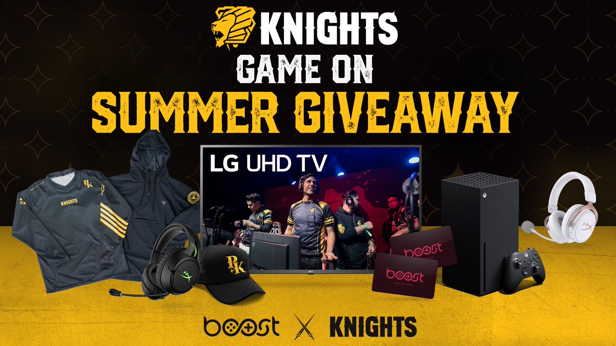 boostgaming's tweet photo. ๐จGIVEAWAY ALERT๐จ
No more sad set ups - the #KnightsGameOn Giveaway is your chance to WIN ALL OF THIS:
๐บ 65" LG TV
๐ฎ Xbox Series X
๐ $250 at @boostgaming
๐ฑ๏ธ @HyperX setup
๐ฆ Knights swag
๐ ENTER NOW: https://t.co/iwzfORDIz3
Made possible by Boost, HyperX and @ebay https://t.co/czqjT3vq74