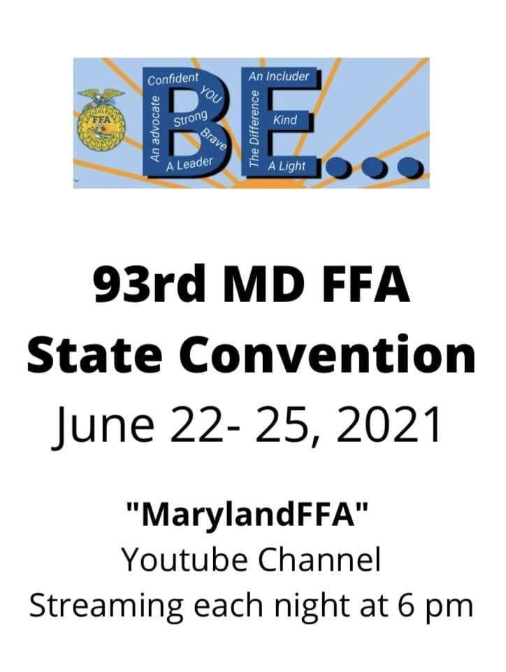 The 93rd Maryland FFA Convention will be online in 11 days!

Mark your calendar and be sure to tune in from the comfort of your home or combine. 

Be sure to follow us on Instagram for some fun facts and giveaway items!

#MDGrain #BeMDFFA #StateConvention 

<a href="/MarylandFFA/">MD FFA Association</a>