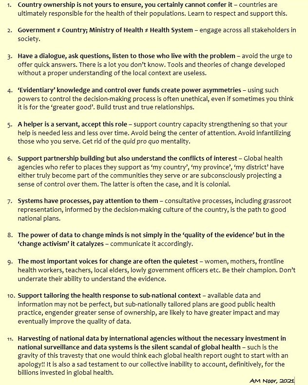 Recently, I have been involved in global health discussions on country ownership of their public health response. Here are some of the lessons I have learned in my 20 yrs of country support.