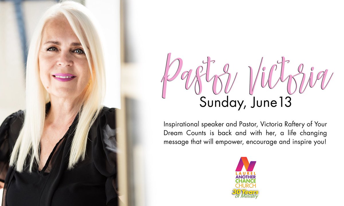 dreamchics's tweet photo. Laurel Another Chance Church is excited to welcome back Pastor Victoria Raftery this Sunday, June 13th at 10am Merrillville In. She will be sharing a message of Hope that will lift your heart! Invite someone to this incredible service! For more info call 219-738-1991. https://t.co/MAqKFaOjcD