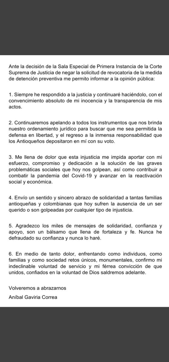 Myolimaf1's tweet photo. Creó, creí y creeré siempre en su inocencia. De esta salimos Gobernador Aníbal.... Esta difícil situación, solo es una mala experiencia, un mal sueño que pronto pasará.... https://t.co/a2OMkTS8Q0