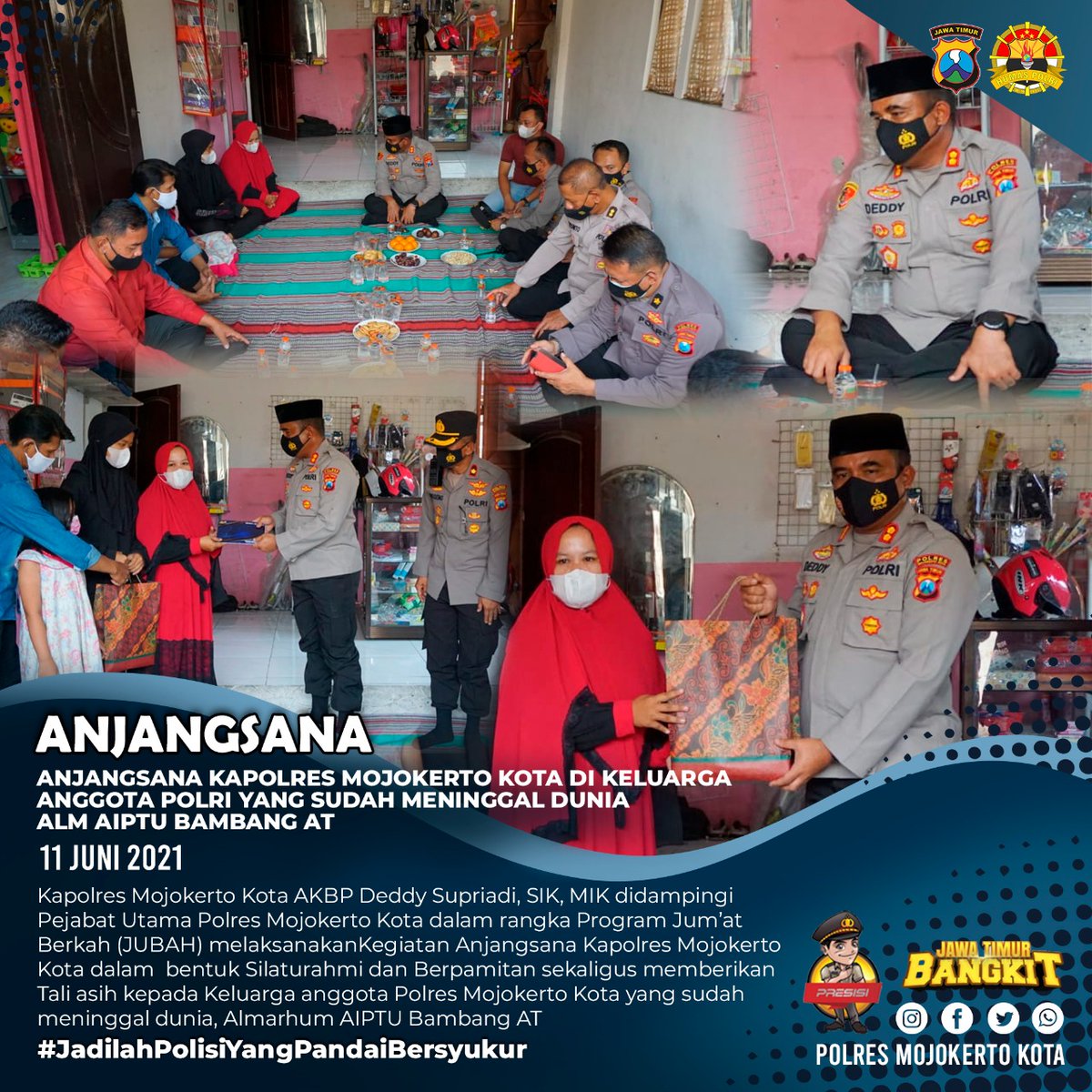 binamitramoka's tweet photo. Kapolres Mojokerto Kota AKBP Deddy Supriadi, S.I.K., M.I.K., Beserta PJU Polres Mojokerto Kota Melaksanakan Anjangsana Ke Keluarga Anggota Polri yang Sudah Meninggal Dunia Alm AIPTU Bambang AT

#KapolresMojokertoKota
#polresmojokertokota
#Humaspolresmojokertokota
#bidhumaspolda https://t.co/OU2cVJV78N