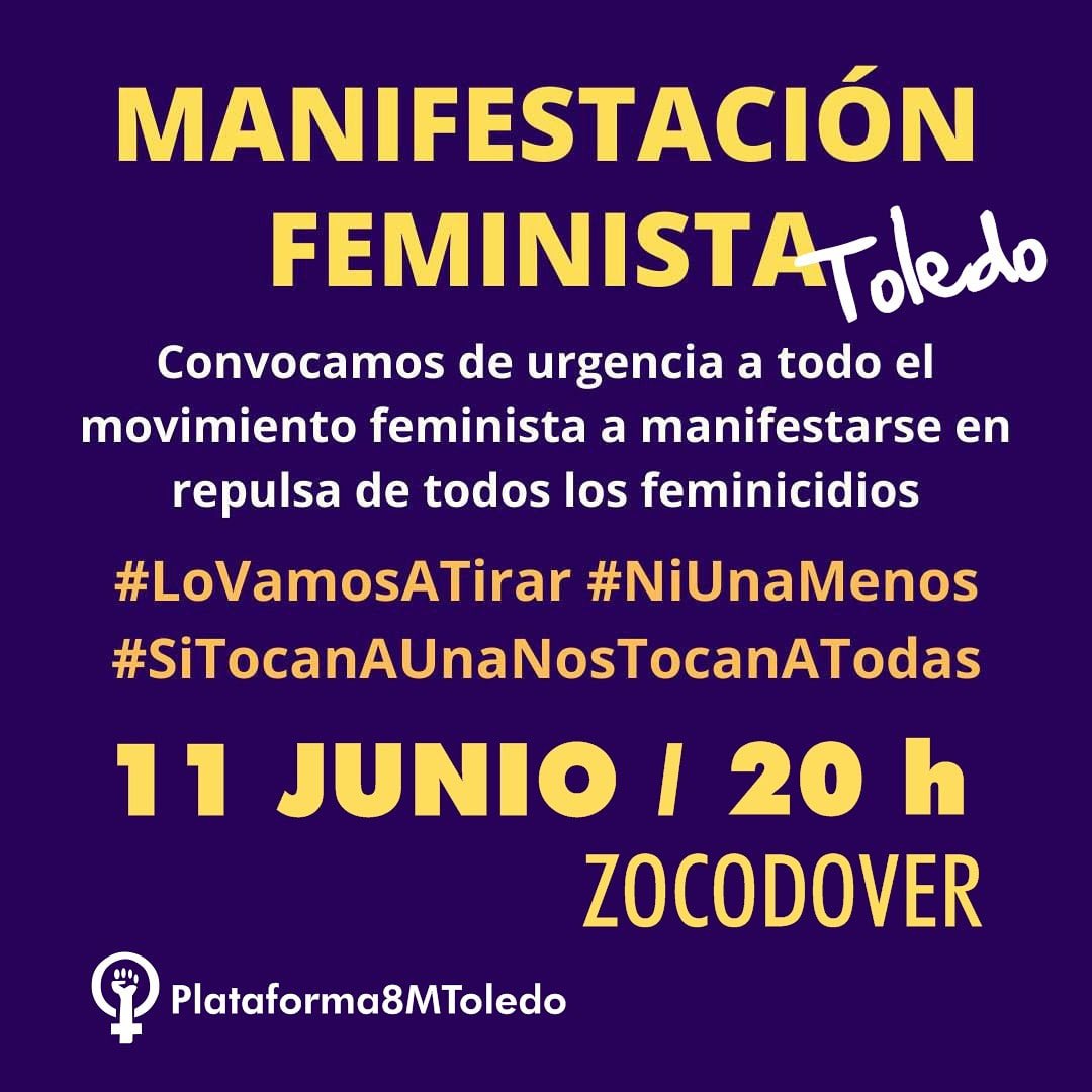 JSPToledo's tweet image. Nos sumamos a las concentraciones y manifestaciones feministas convocadas hoy en todo el país. A las 20.00 horas nos vemos en la Plaza de Zocodover de Toledo. #NiUnaMenos