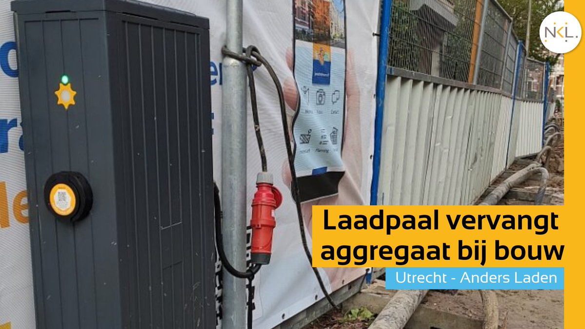 In <a href="/GemeenteUtrecht/">Gemeente Utrecht</a> is een laadpaal op een bouwplaats in gebruik genomen als aggregaat. De laadpaal voorziet de bemalingspompen van stroom. Hierdoor is geen aggregaat op diesel meer nodig. Lees meer over dit Anders Laden voorbeeldproject: nkl-kennisloket.nl/02-voorbeeldpr… #AndersLaden