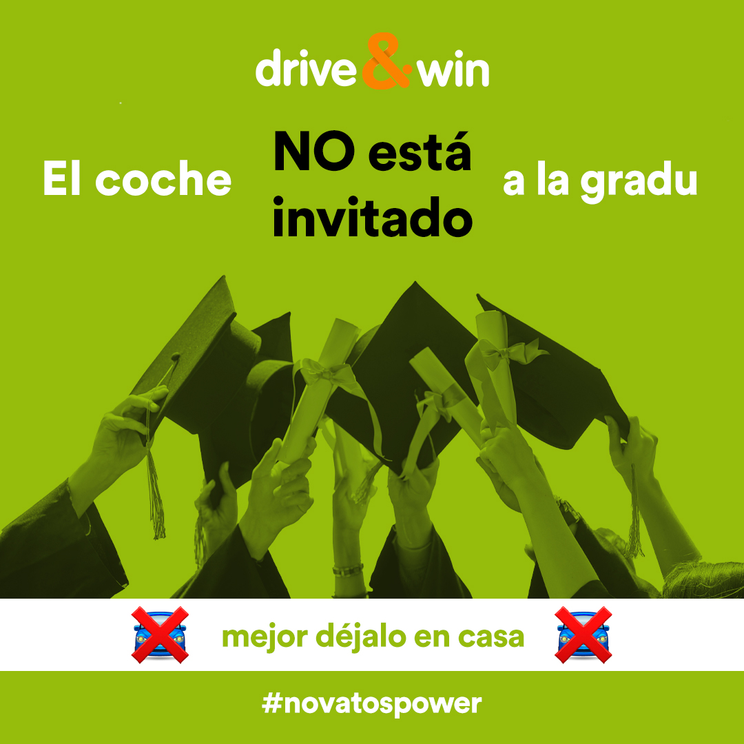 ¡Enhorabuena a todos los graduados! 🎓 Recordad que el coche no está invitado, es al típico que le sienta fatal la fiesta y podría estropearos la noche