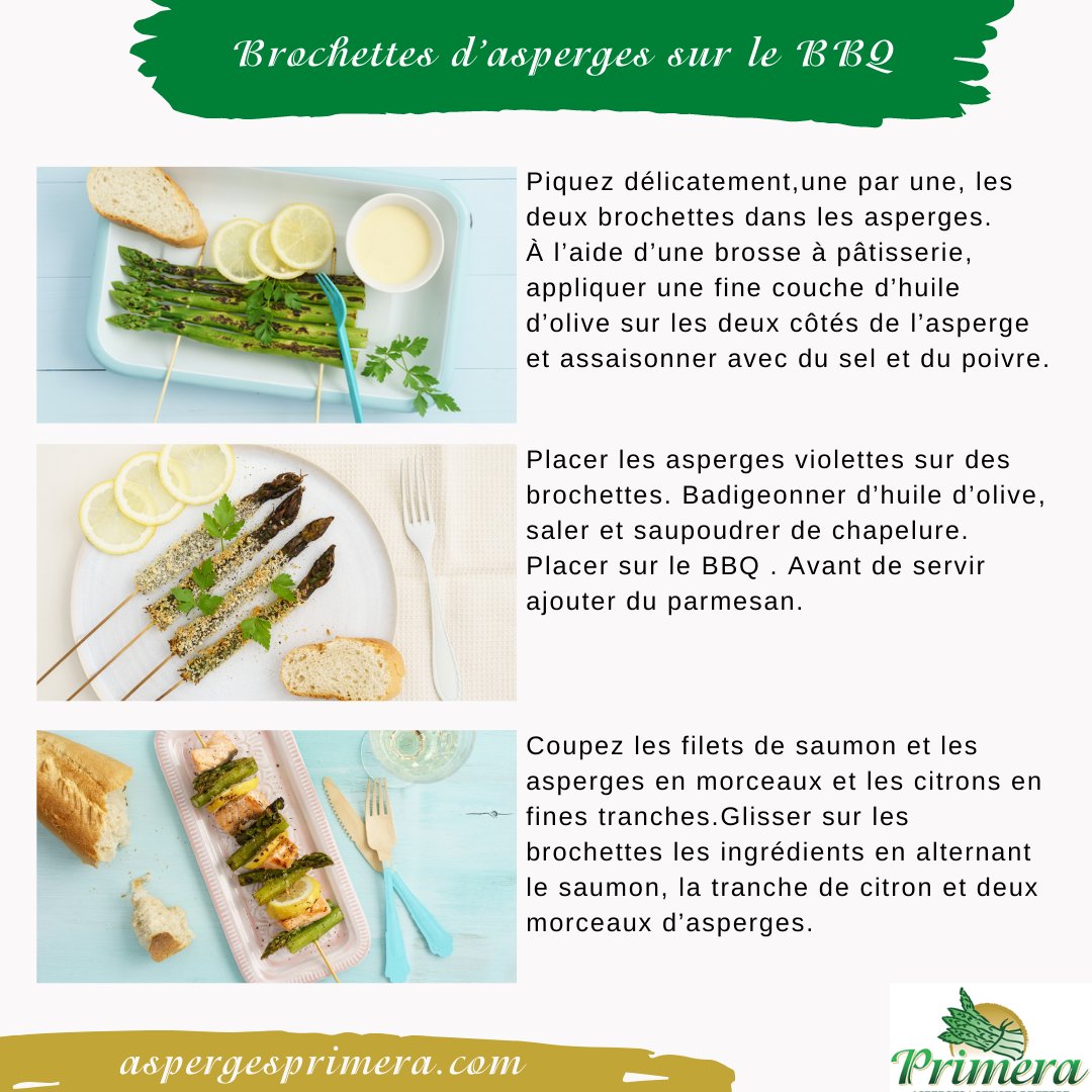 aspergesprimera's tweet photo. Comment préparer des brochettes d’asperges sur le BBQ https://t.co/aCPchcBpgM https://t.co/C9ZwvhhYZ9