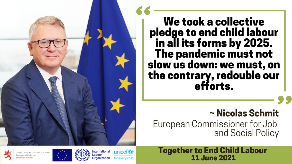 EUatUN's tweet photo. The EU is keeping our promises to #EndChildLabour2021
🔹EU Strategy on Rights of the Child strengthens children’s rights 🌍
🔹European Child Guarantee ensures services to tackle child poverty
 🔹EU trade policy implements ILO child labour conventions by partners
~@NicolasSchmitEU https://t.co/gafyFw2stc