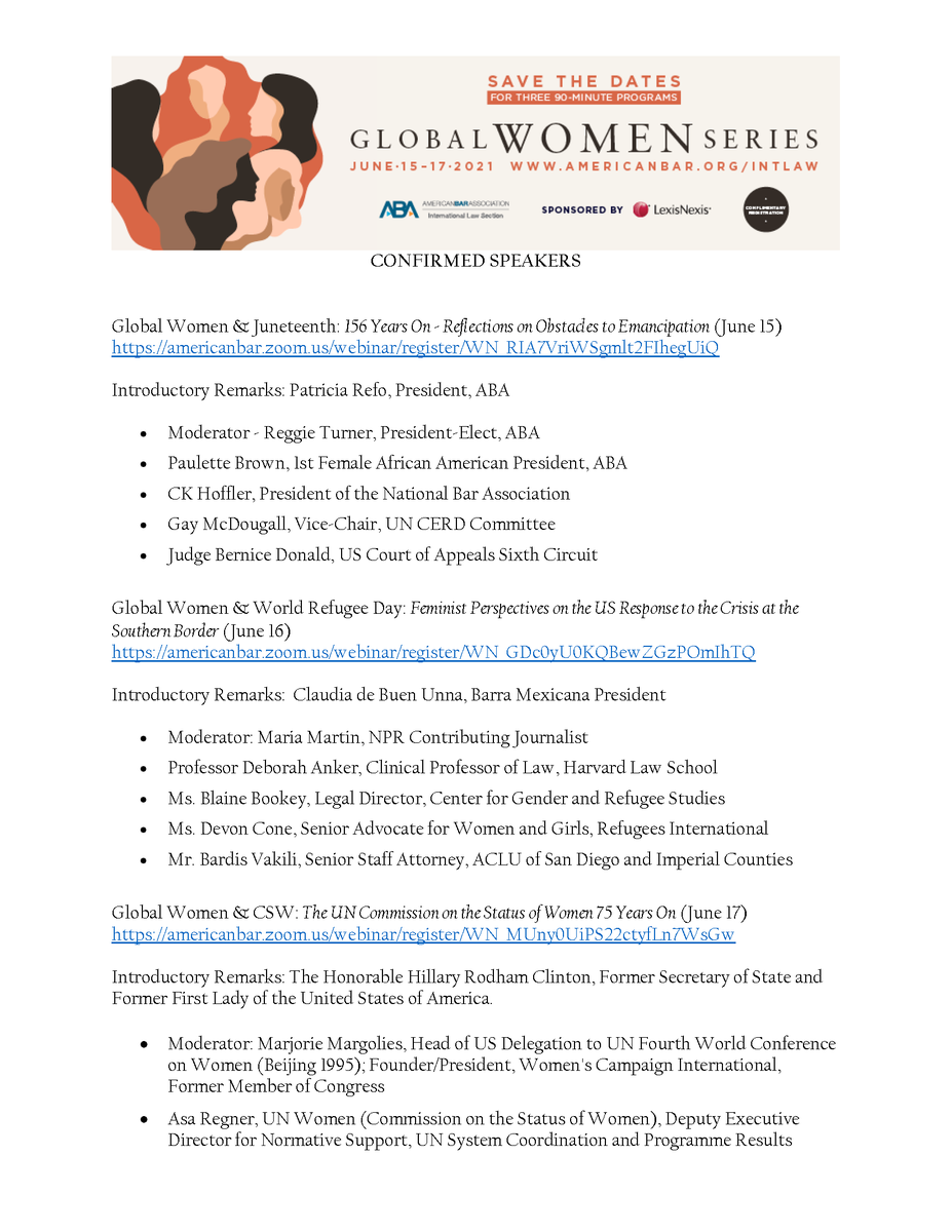 The_Jessup's tweet photo. Have you registered for the Global Women Series virtual conference, hosted by @ABAInternatl from June 15 - 17? Former Secretary of State Hillary Clinton will give the Introductory Remarks on June 17! 
Register here: https://t.co/2bt8pzgUYY https://t.co/GLIXFtGJ85
