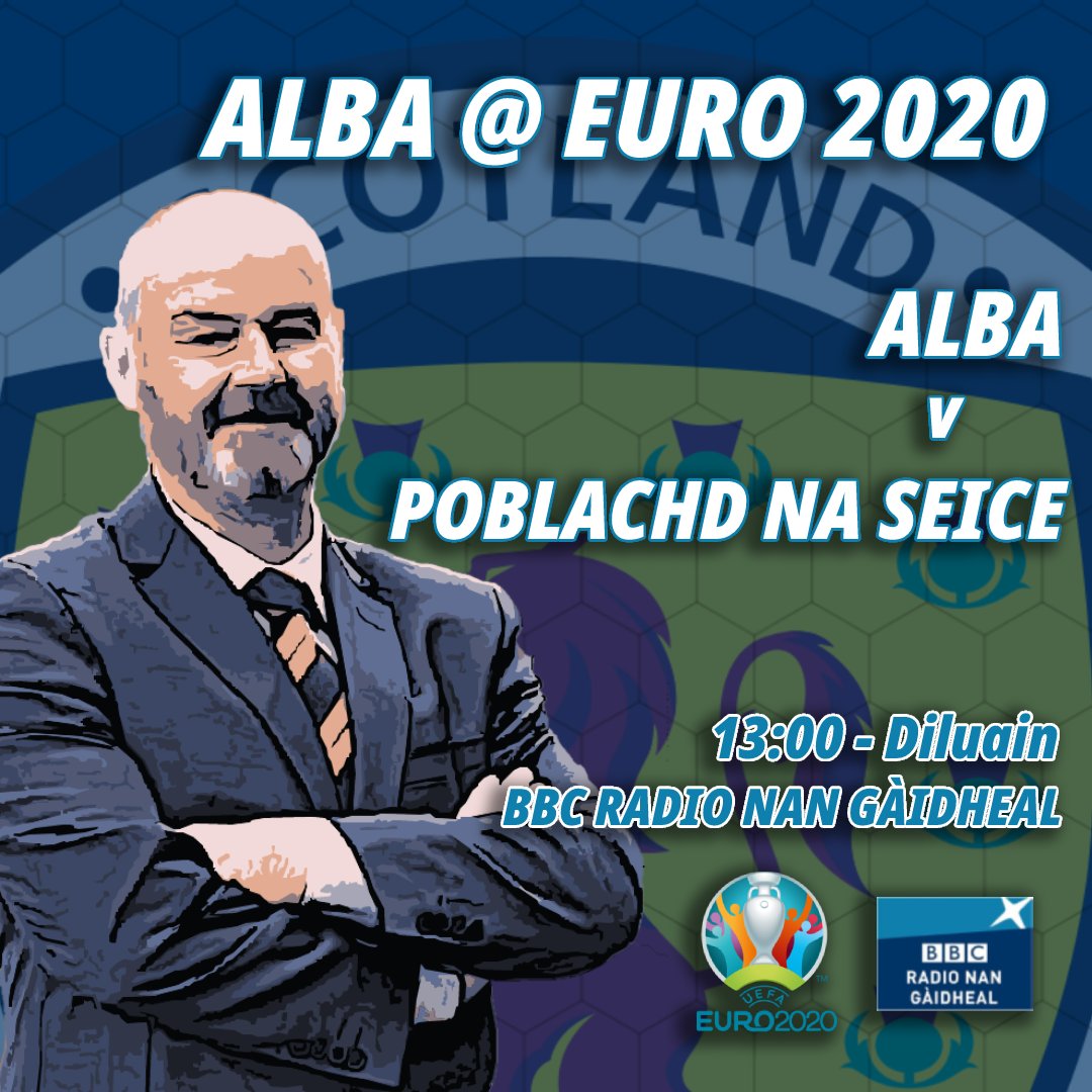 🎉📆 Tha an latha mòr an seo mu dheireadh thall!
🏆 #EURO2020 
🏴󠁧󠁢󠁳󠁣󠁴󠁿 Alba v Poblachd na Seice 🇨🇿
🏟️ Pàirce Hampden
📻 <a href="/BBCRnG/">BBC Radio nan Gàidheal</a> @ 13:00
🎙️  <a href="/JoMoMMS/">John Morrison</a> <a href="/Ali_Govig/">Ali Govig</a> <a href="/RuaMacLennan/">Ruairidh MacLennan</a> <a href="/Ghirl21/">Josie Burgess</a> @marinabayble 

#EurosRnG #SpòrsRnG #Gàidhlig #Gaelic