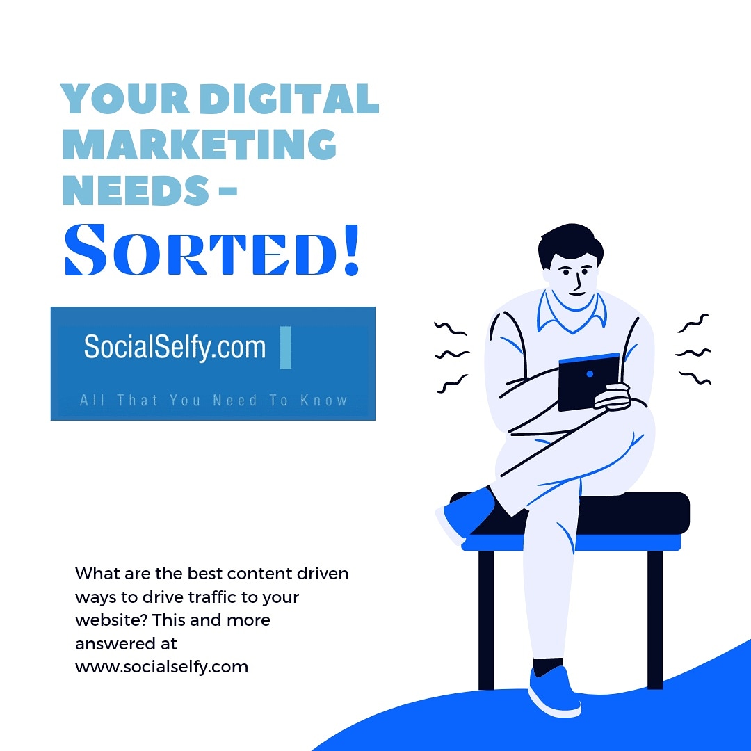 What are the best content driven ways to drive traffic to your website? 
Give your inputs or take ours at socialselfy.com - you digital journal! 
#socialmediamarketing #digitalmarketing #contentwriting #contentstrategytips #contentmarketing #marketing #marketingstrategy