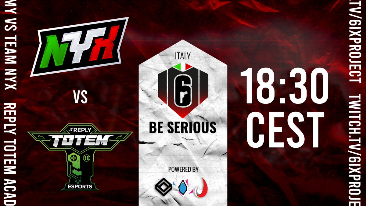 Team NYX (@teamnyx_r6) on Twitter photo Pochi game alla fine, punti importantissimi 💪🤞
Team NYX vs <a href="/Reply_Totem/">REPLY TOTEM</a>
18:30 - twitch.tv/6ixProject
#R6BeSerious <a href="/piazzaesport/">Piazza Esport</a> @6ixProjectIT Pochi game alla fine, punti importantissimi 💪🤞
Team NYX vs <a href="/Reply_Totem/">REPLY TOTEM</a>
18:30 - twitch.tv/6ixProject
#R6BeSerious <a href="/piazzaesport/">Piazza Esport</a> @6ixProjectIT