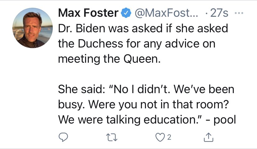 apologies for those wanting to avoid this reporter but just wanted to shout out my FLOTUS 💕 this is how inane questions shld be handled #substanceoverstyle