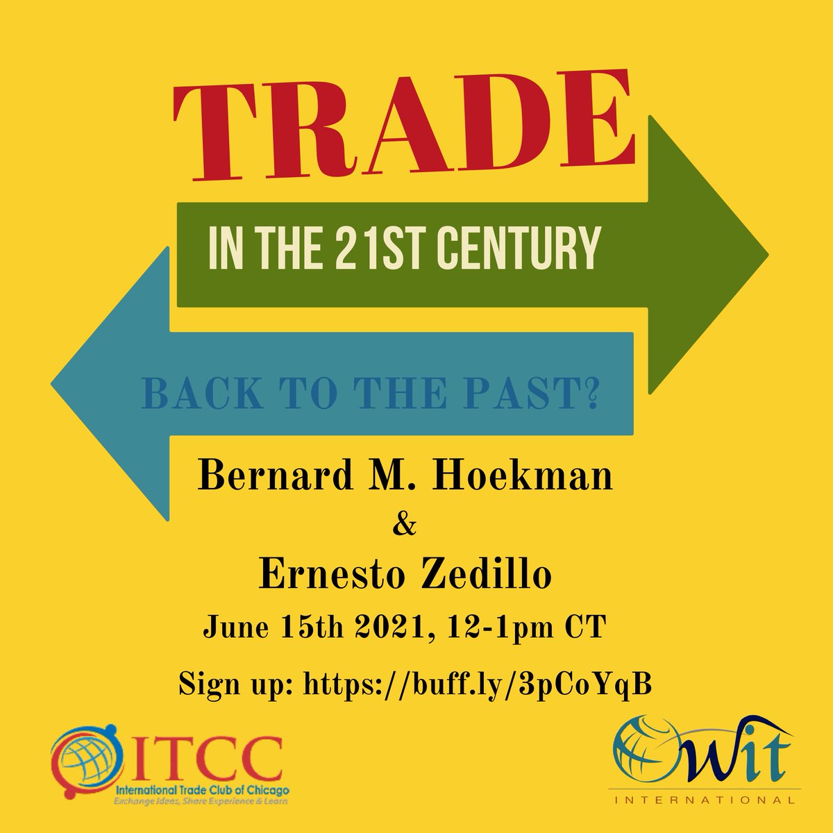 The Trade in the 21st Century: Back to the Past? is a webinar by the ITCC &amp; OWIT Intl to assess the relevance of the WTO in the context of the rise of China &amp; the US’ turn to unilateral protectionism June15 2021, 12 -1 pm CT. Sign up: buff.ly/3gkhC6P 
#womenintrade