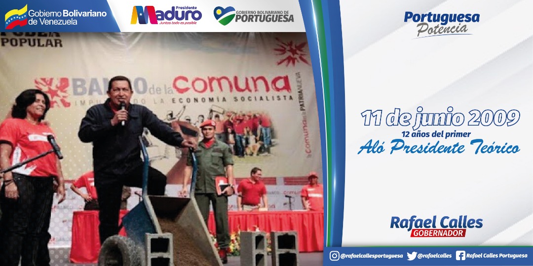 Hace 12 años se realizó el primer Aló Presidente Teórico, su tema fue: Las comunas y los cinco frentes para la construcción del Socialismo. Chávez hizo el llamado a construir el Estado Comunal, trabajo que ha reiterado nuestro presidente <a href="/NicolasMaduro/">Nicolás Maduro</a> 
#11Jun