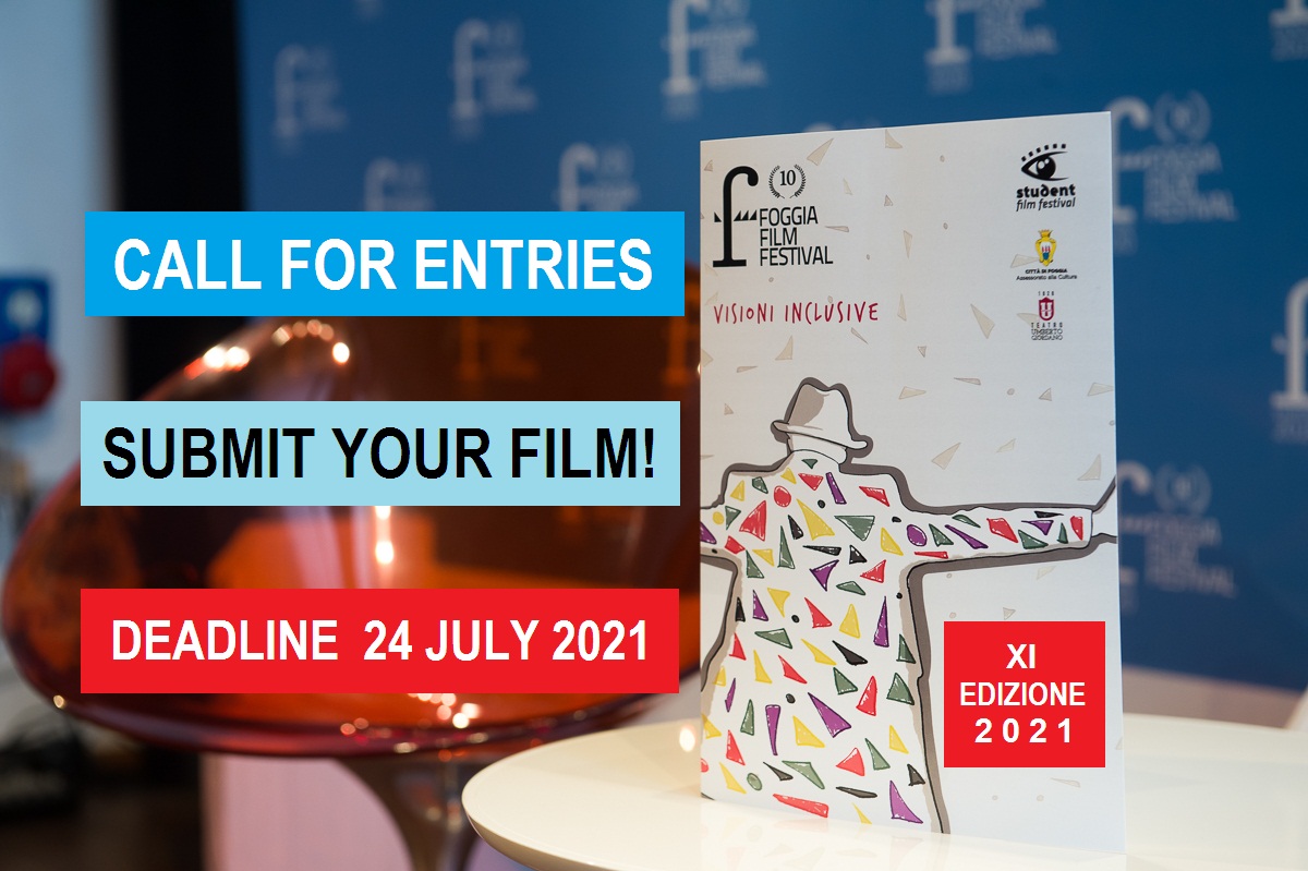 🎬 Aperte le iscrizioni alla XI edizione del Foggia Film Festival 2021. 👉Le richieste di partecipazione al concorso dovranno inviarsi a mezzo mail entro le ore  13:00 del 24 luglio 2021. 💻Sul sito foggiafilmfestival.it il Bando 2021 aperto a lungometraggi, doc e corti.