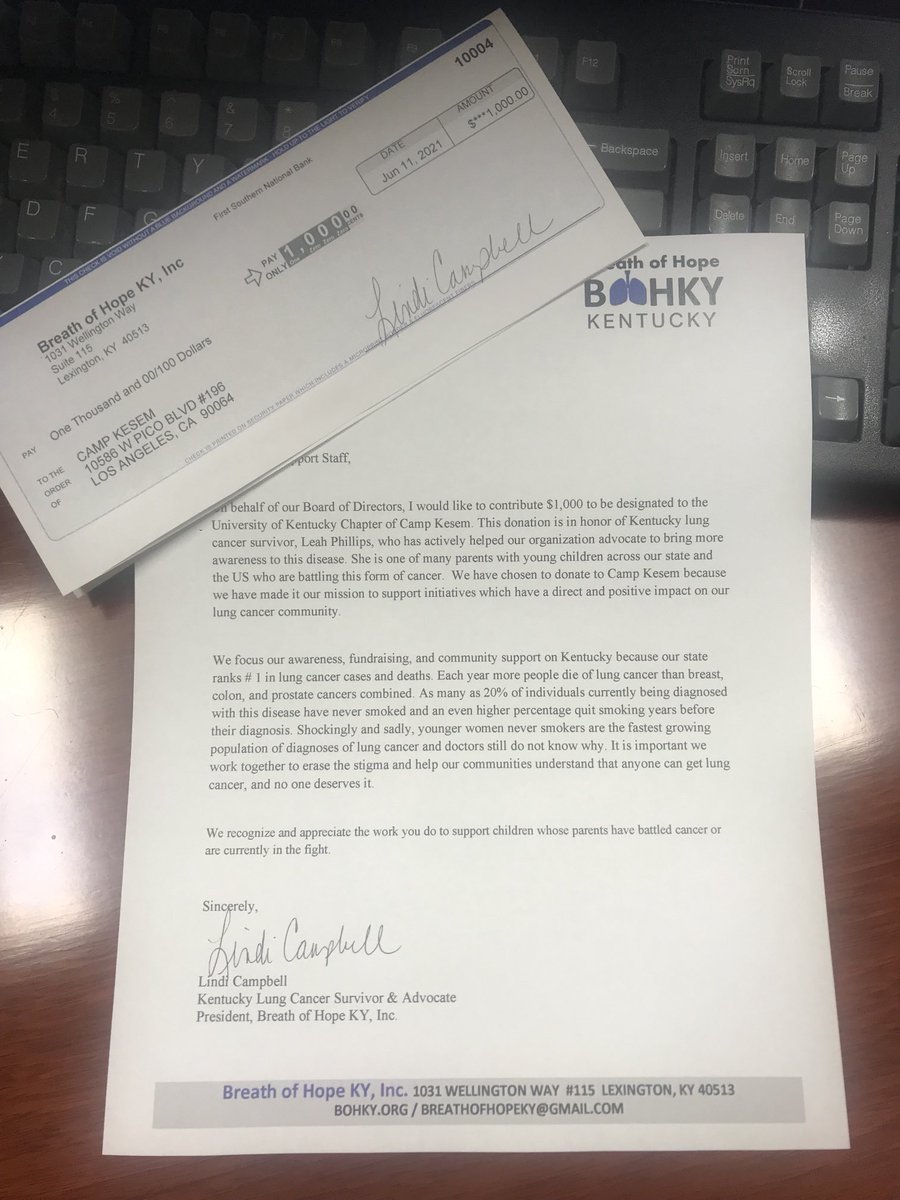 breathofhopeky's tweet photo. Supporters of our organization can be certain their donations go directly towards initiatives that have a positive impact on our Kentucky lung cancer community!@campkesem #UniteToFightKY #bohky #impactingourchildren https://t.co/K7pYuVeSUE