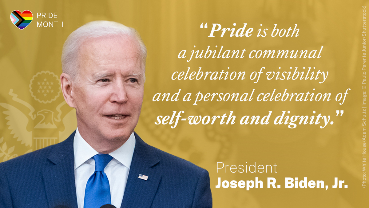 .@POTUS: This #PrideMonth, we recognize the valuable contributions of LGBTQI+ individuals across America, and we reaffirm our commitment to standing in solidarity with LGBTQI+ persons worldwide in the ongoing struggle against discrimination and injustice. https://t.co/2Pxc29nlV7 https://t.co/NMkTzHVaLB