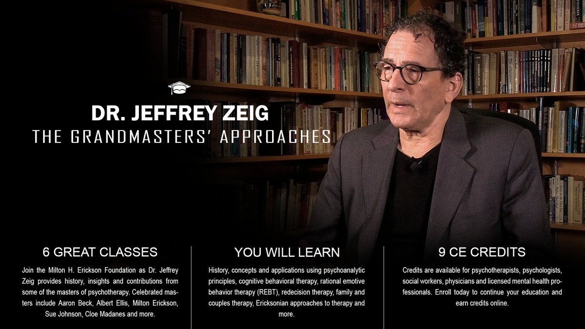 EricksonFound's tweet photo. In this video, you will see psychotherapists that have been pillars in the psychotherapy community. You will learn about them and their strategies through archived content in The Grandmasters’ Approaches to Psychotherapy Course.

Watch here: https://t.co/DpL13lAoT0

#PhD https://t.co/YLfQUcH0NZ