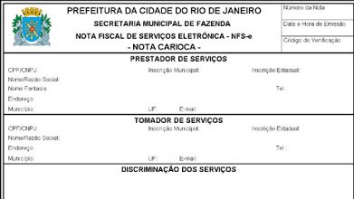 NOTA CARIOCA - Nota Fiscal de Serviços Eletrônica - NFS-e - Prefeitura da  Cidade do Rio de Janeiro