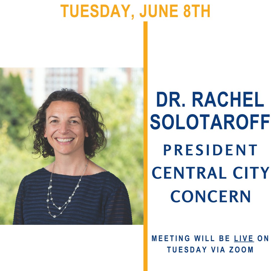 Join us Tuesday, June 15th to hear from Dr. Rachel Solotaroff, President &amp; CEO of <a href="/CCCPortland/">Central City Concern</a>, on the causes &amp; solutions to homelessness in Portland.

Learn more: ow.ly/gWff50AgMw8

#RotaryPDX #CentralCityConcern