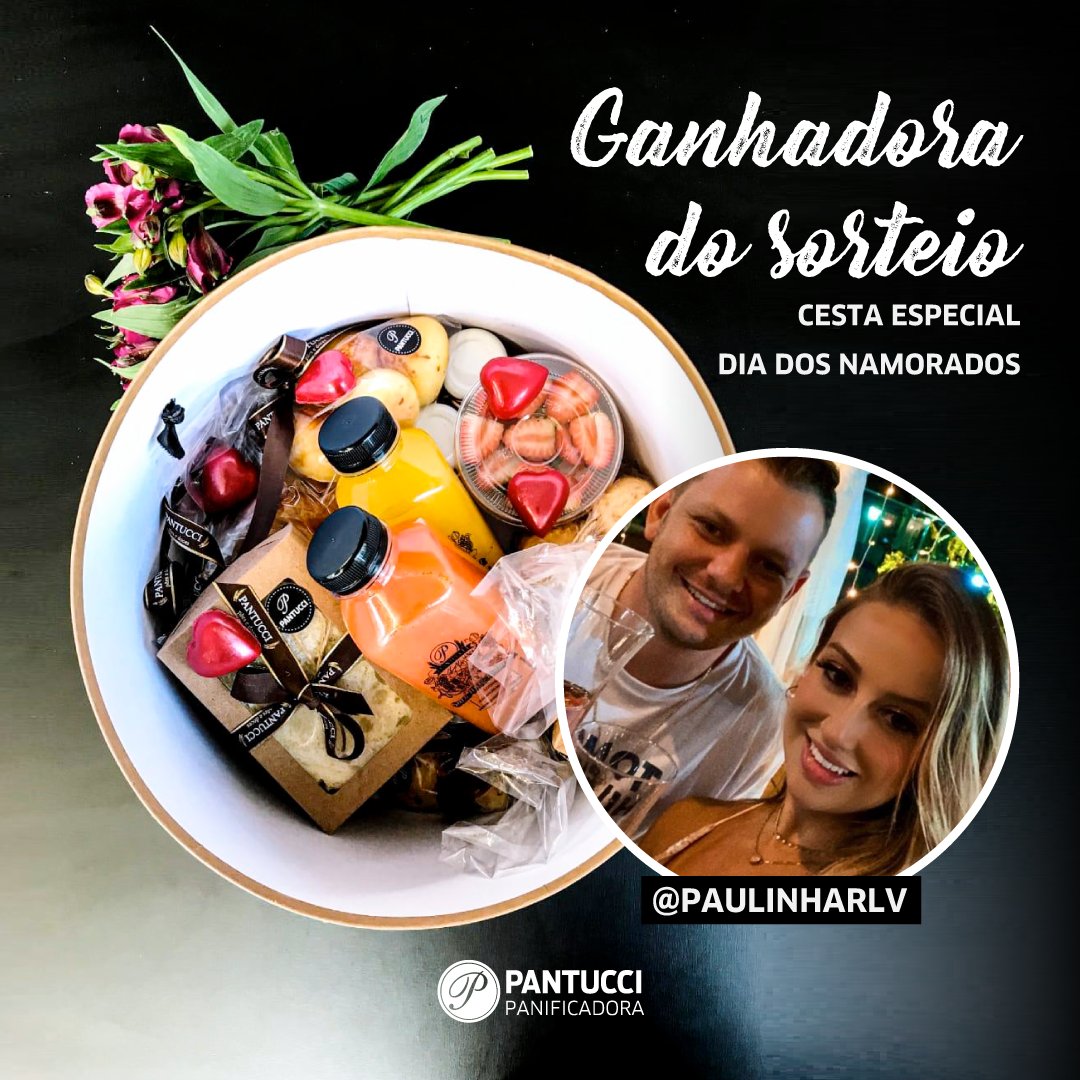 PaniPantucci's tweet photo. A ganhadora do sorteio da cesta especial de Dia dos Namorados foi a: Paulinha, Parabéns! 🎉❤ (@paulinharlv ) 
.
.
.
#PantucciPanificadora #sorteio #DiadosNamorados #cestaespecial https://t.co/6yMaZHHhv0