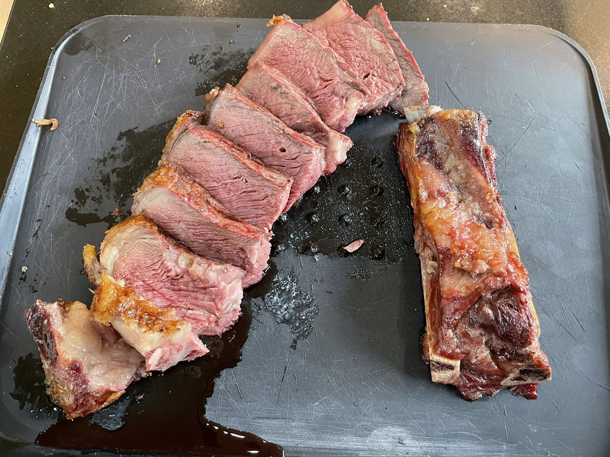 Friday night grilling. Reverse seared <a href="/farmisonUK/">Farmison & Co</a> Sirloin chop on the <a href="/BigGreenEggUK/">Big Green Egg UK</a> <a href="/BigGreenEgg/">Big Green Egg</a> #grilling #biggreenegg