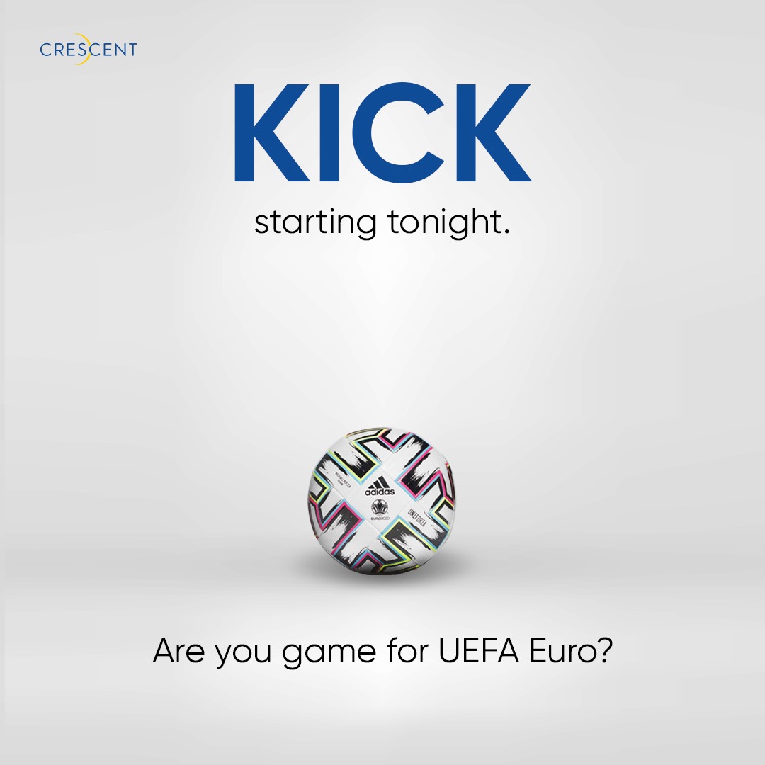 GrpCrescent's tweet photo. Kick off the much-awaited #EURO2020. Set a goal to stay in &amp; enjoy the tournament from home!

#EURO #UEFAEURO2020 #Football https://t.co/nZx2CeRhWB