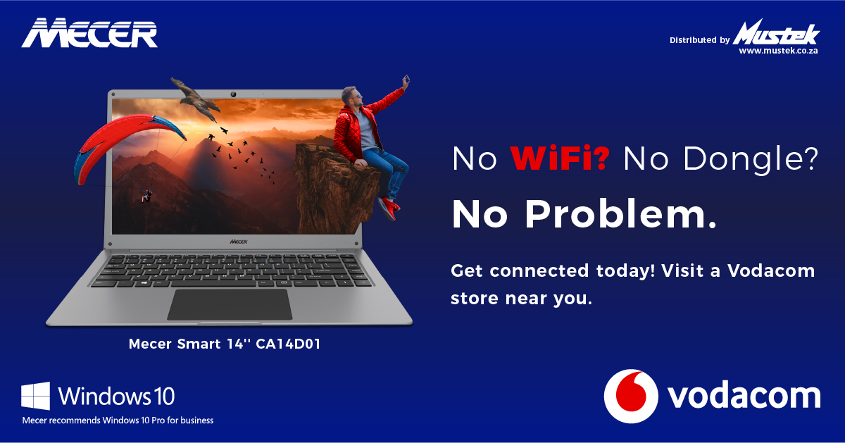 Live the Smart life with Mecer! Pre-loaded with Windows 10 and built-in LTE, the Mecer Smart notebook delivers connectivity wherever you are. 

Find out more: mecer.co.za 

#NoDongleNoProblem #MecerSmart