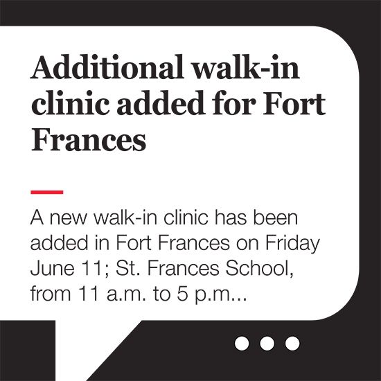 Read the story in Wednesday's Fort Frances Times or online here buff.ly/3wfH6Jf

#NWHU #walkinclinics #fortfrances #myfftimes