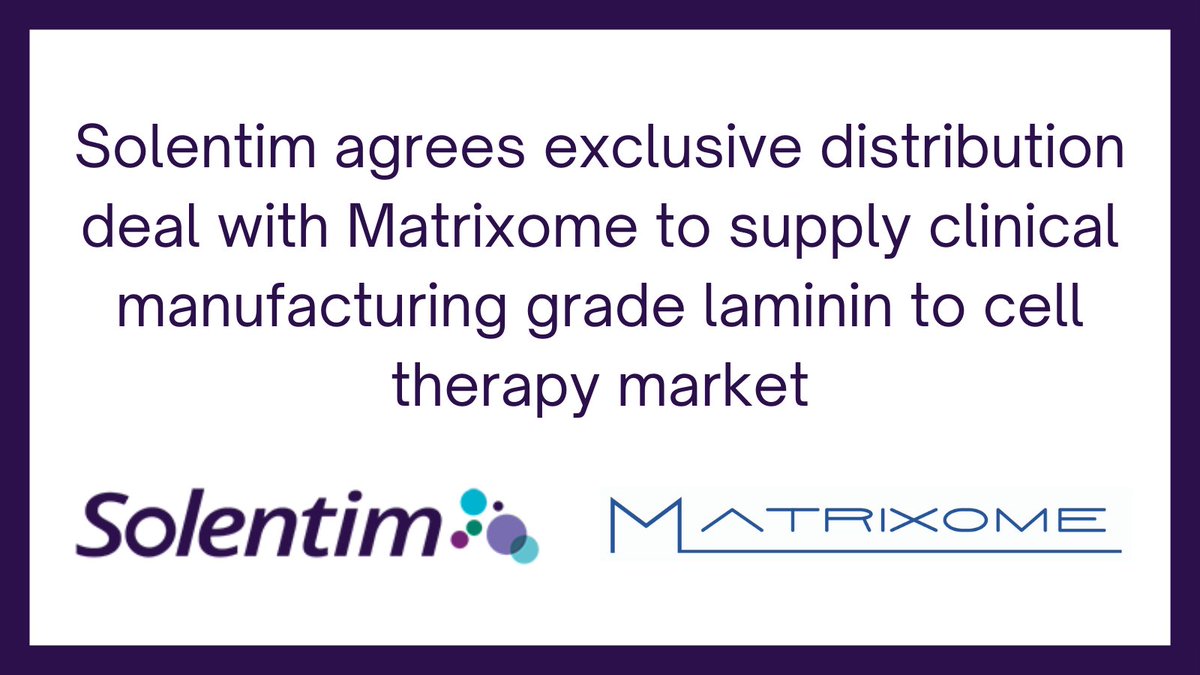 matrixome's tweet photo. We are proud and excited to announce that we are now working with @Solentim to provide our clinical grade iMatrix-511MG for the exclusive use with their instrumentation. Visit their website to learn more. #stemcelltherapy https://t.co/d6nefCcaRy https://t.co/gZn4cubiph