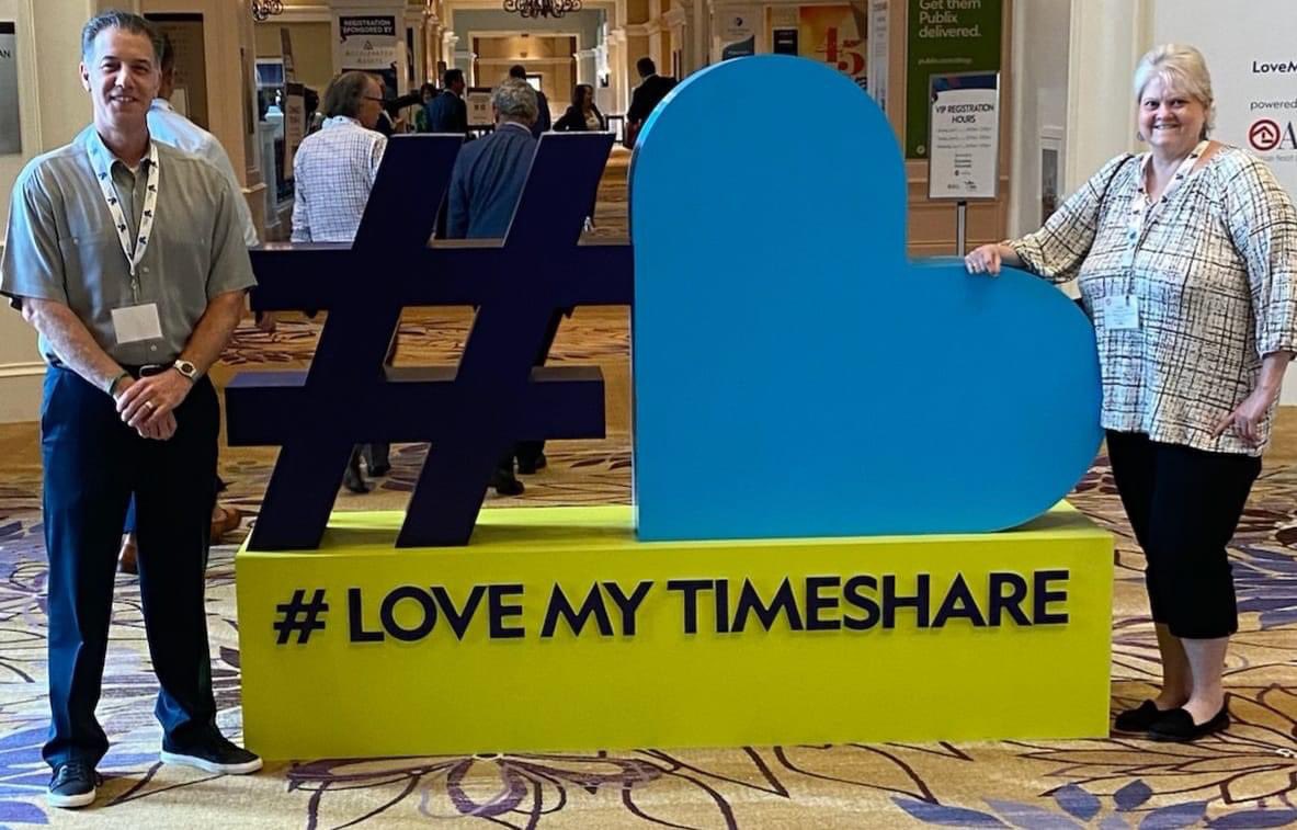 L to R: C.A.R.E. Member Joe Nahman (Hilton Head Accommodations), ARDA's Newest Campaign #LoveMyTimeshare  and C.A.R.E. President Linda Mayhugh. #arda2021