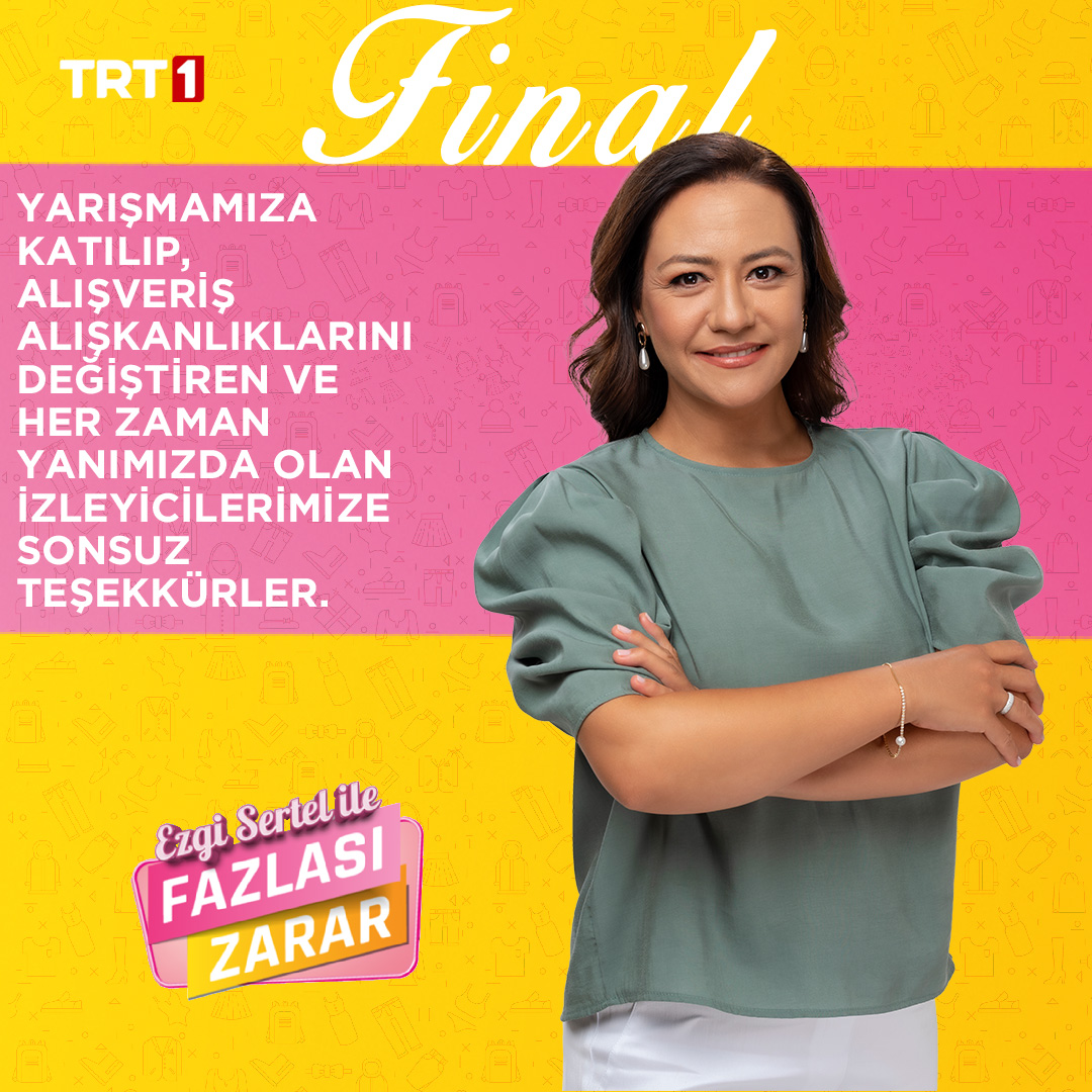Ezgi Sertel ile Fazlası Zarar'ın final gününe kadar yarışmamıza katılıp, alışveriş alışkanlıklarına yön veren, mutluluğun fazla eşyalarda değil, az şeye ihtiyaç duymakta olduğunu anlayan bütün yarışmacılarımıza ve seyircilerimize sonsuz teşekkür ederiz ❤️
#FazlasıZarar 🛍
<a href="/trt1/">TRT 1</a>