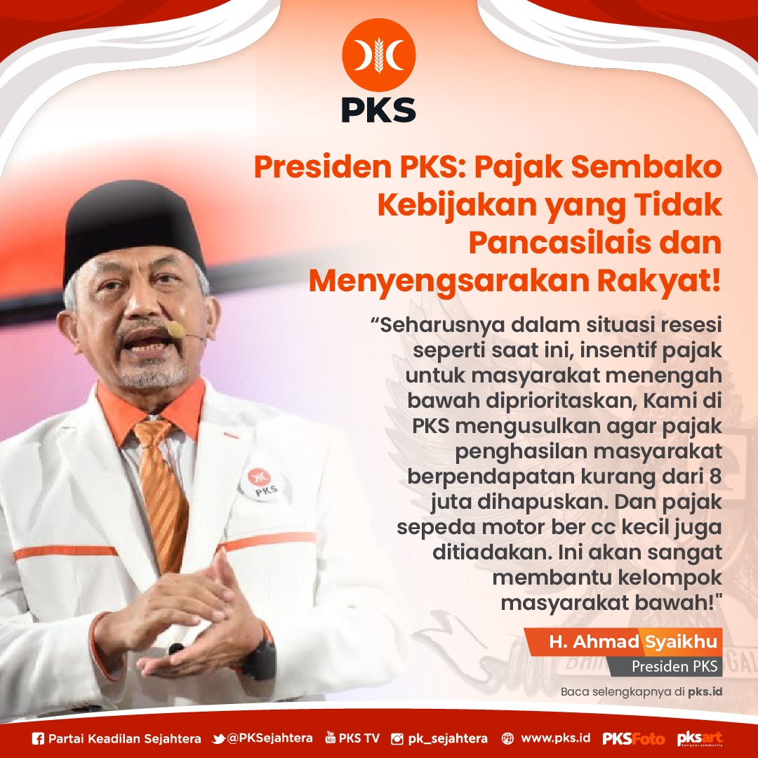 Gawat.. Kebijakan pemerintah ini malah yang menambah beban rakyat.
#PKStolakPajakSembako