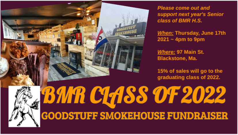 Class of 2022 Goodstuff Smokehouse fundraiser Thursday, June 17th ~ 4pm to 9pm