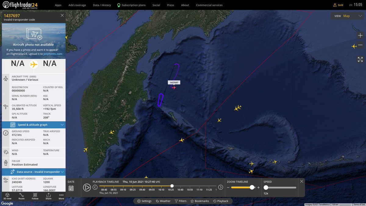 steffanwatkins's tweet photo. 🇺🇸 #USAF RC-135S Cobra Ball 61-2663|#AE01D6 #PESKY47 left #ElmendorfAFB ~1:45Z, out of range or switched to Mode-S at ~2:45, appeared off the coast of Kamchatka 🇷🇺 ~6:45, where they did racetracks till ~9:30 (when Atlas Air #N408MC approached) left ~10:20 with haste. RTB ~13:15Z. https://t.co/GAhDAMwhC5
