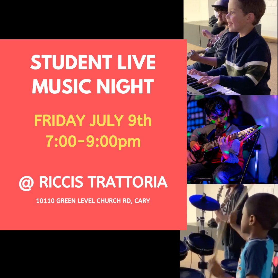 RichMusicSchool's tweet photo. LIVE MUSIC NIGHTS ARE BACK! 🥳  One of our main goals is to make live music accessible to young people.  Kids get excited to learn music if they see their friends performing at their favorite local restaurant in their community, so we make that happen! Please join us! https://t.co/eGizIUJVWG
