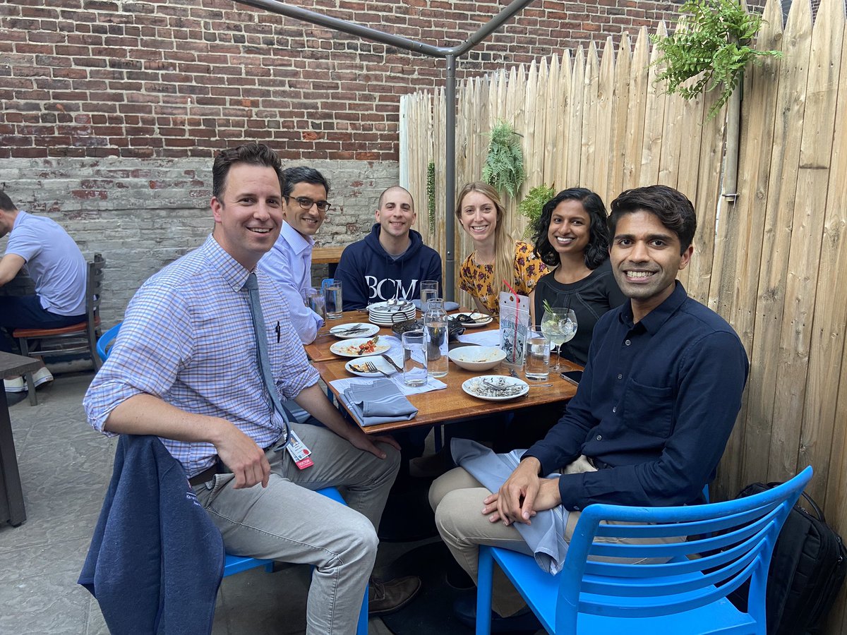 The Neuro Chief Residents and Program Director hanging out for an end of the year dinner! @Anirudh_MD @prasad_sashank @holroyd_katie @PriyaSrikanth9