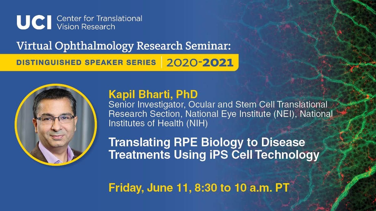Congrats to #CurativeBiotech SAB member Dr. Kapil Bharti, a world leader in his field.  He speaks today about translating his groundbreaking work on IPS cell-derived RPE cells into treatments for degenerative eye diseases.