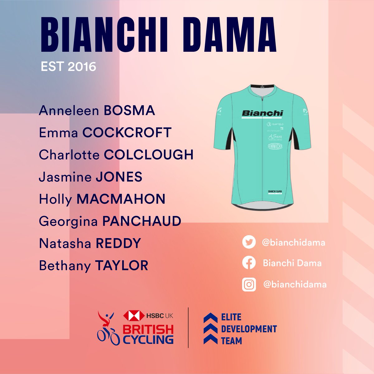 BritishCycling's tweet photo. Announcing 🗣️our first women’s 🙌#EliteDevelopmentTeam…

🍾Bianchi Dama Cycling Team @BianchiDama https://t.co/3Qtyia6Ujf