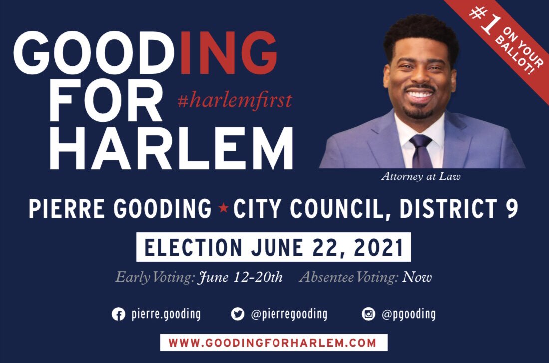 pierregooding's tweet photo. Tomorrow is go time! Here is the polling site information for early voting along with a phone number to locate your site. Let’s go! #Harlemfirst
https://t.co/MnPlloiJrw or call 1 (866) 868-3692 https://t.co/oz8micHOSS
