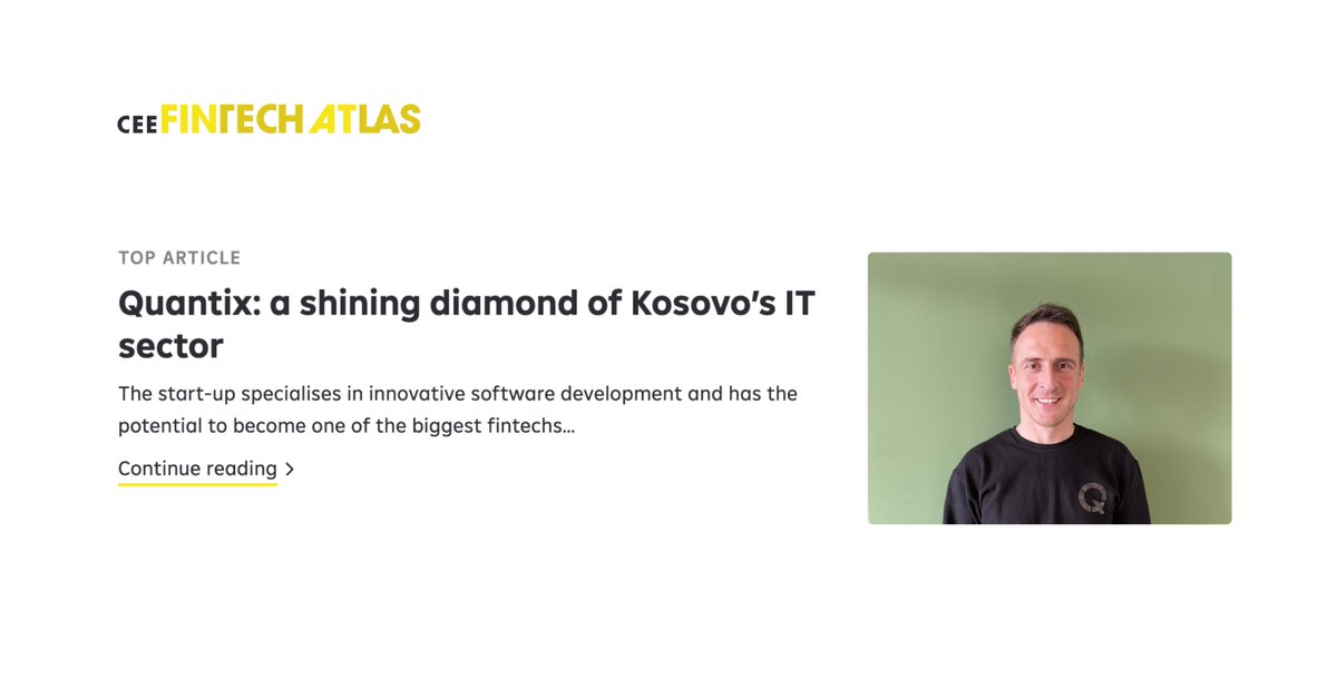 quantixllc's tweet photo. "A shining diamond of Kosovo’s IT sector" 💠
Quantix has been identified as the leading IT company in Kosovo in Southeast Europe (SEE) region.
We thank CEE FinTech for choosing and featuring us!
https://t.co/S47QrF6PBA
#softwaredevelopment #ceefintech https://t.co/KBzZmTa8ZS
