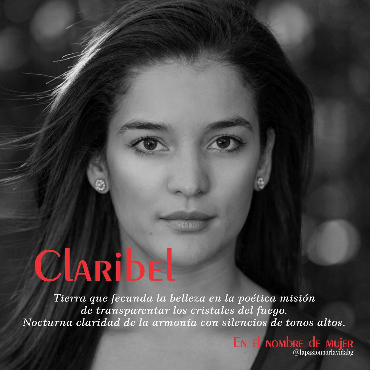Benjagaca's tweet photo. EN EL NOMBRE DE MUJER. Homenaje a la mujer desde el valor poético de su nombre.
CLARIBEL
Tierra que fecunda la belleza en la poética misión de transparentar los cristales del fuego. Nocturna claridad de la armonía con silencios de tonos altos.
#enelnombredemujer #claribel https://t.co/p3DnwWKfdA