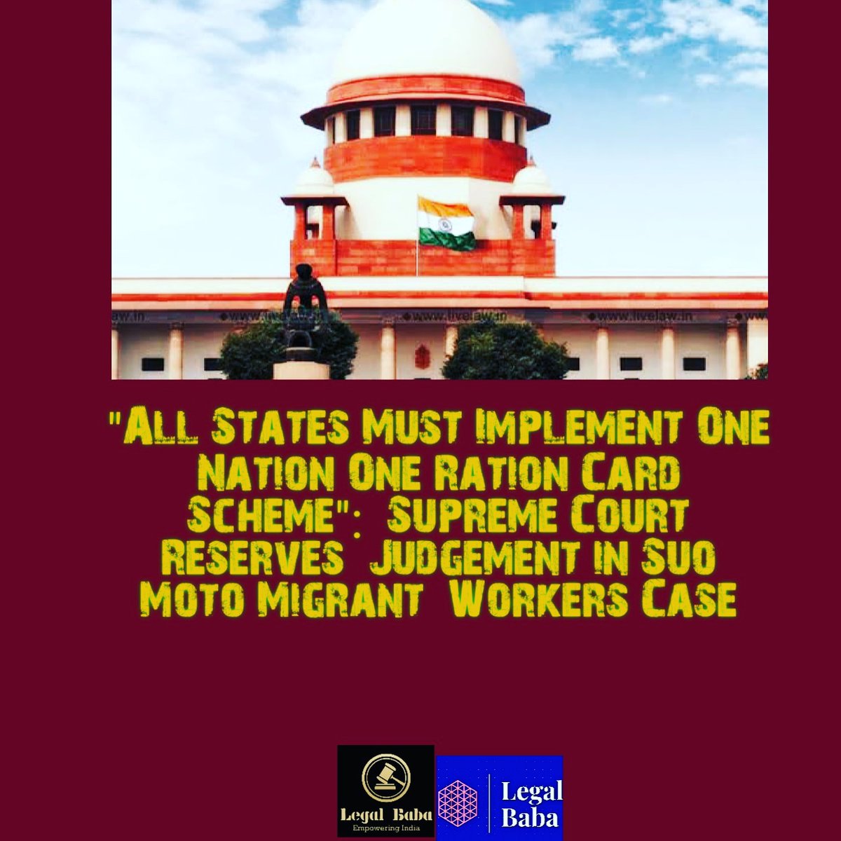 #OneNationOneRationCard scheme must be implemented to bind all states in one nation. Right initiative by #SupremeCourt 
#SupremeCourtofIndia