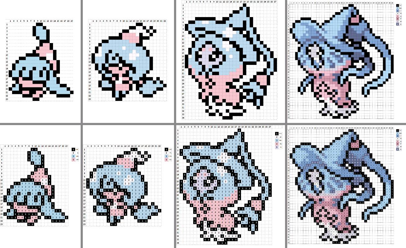 なやここ ポケモンアイロンビーズ図案つくる人 マホイップがカワイイ系で ブリムオンはキレイ系のイメージです W ミブリム テブリム ブリムオン アイロンビーズ パーラービーズ クロスステッチ ドット絵 T Co Ku1ea23ldg Twitter