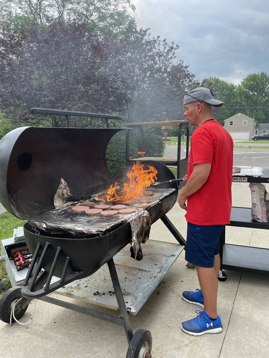 Our fearless leader is taking care of us today! Burgers and hotdogs…yummy!!