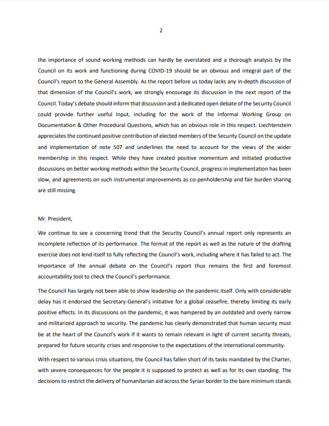LiechtensteinUN's tweet photo. Responding to its report, LI urges the #UNSC to
• increase accountability to all States
• adopt crisis proof working methods
• enlarge its security paradigm to address current threats
• act against mass atrocities #Syria #Myanmar #ACTCodeofConduct
Read the full statement 👇 https://t.co/CPEsePaXxt
