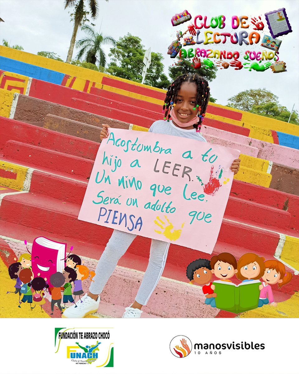 teabrazocol's tweet photo. "Acostumbra a tu hijo a LEER. Un niño que lee, será un adulto que PIENSA"
Club de Lectura #AbrazandoSueños
@manosvisibles #FUNACH #libros #club #lectura #sueños #abrazos
#TeabrazoChocó #TeabrazoColombia https://t.co/zHw5RmG4Xu