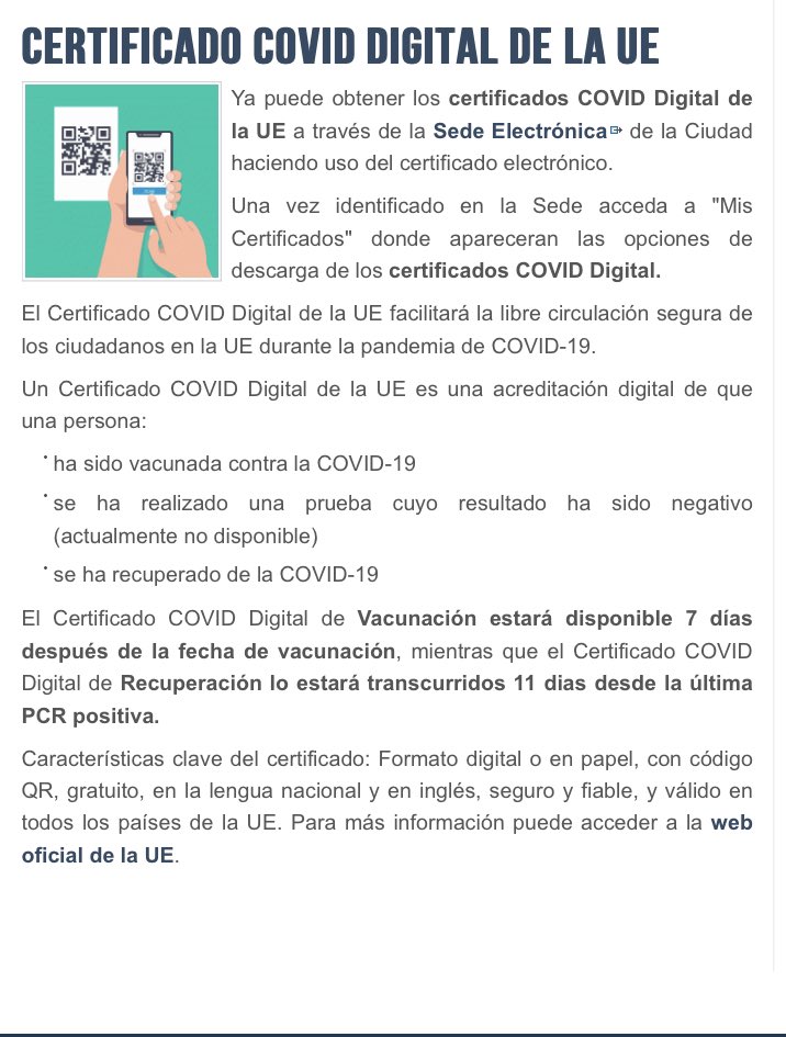 VOSTceuta's tweet photo. En Ceuta ya hace unos días que tenemos disponibles el #CertificadoCovid de la UE

Sólo tienes que entrar en este enlace, identificarte con tu Certificado Digital o CLAVE, e irte a "Mis Certificados" 

https://t.co/shU9yteHCe https://t.co/wknUYi6ATX