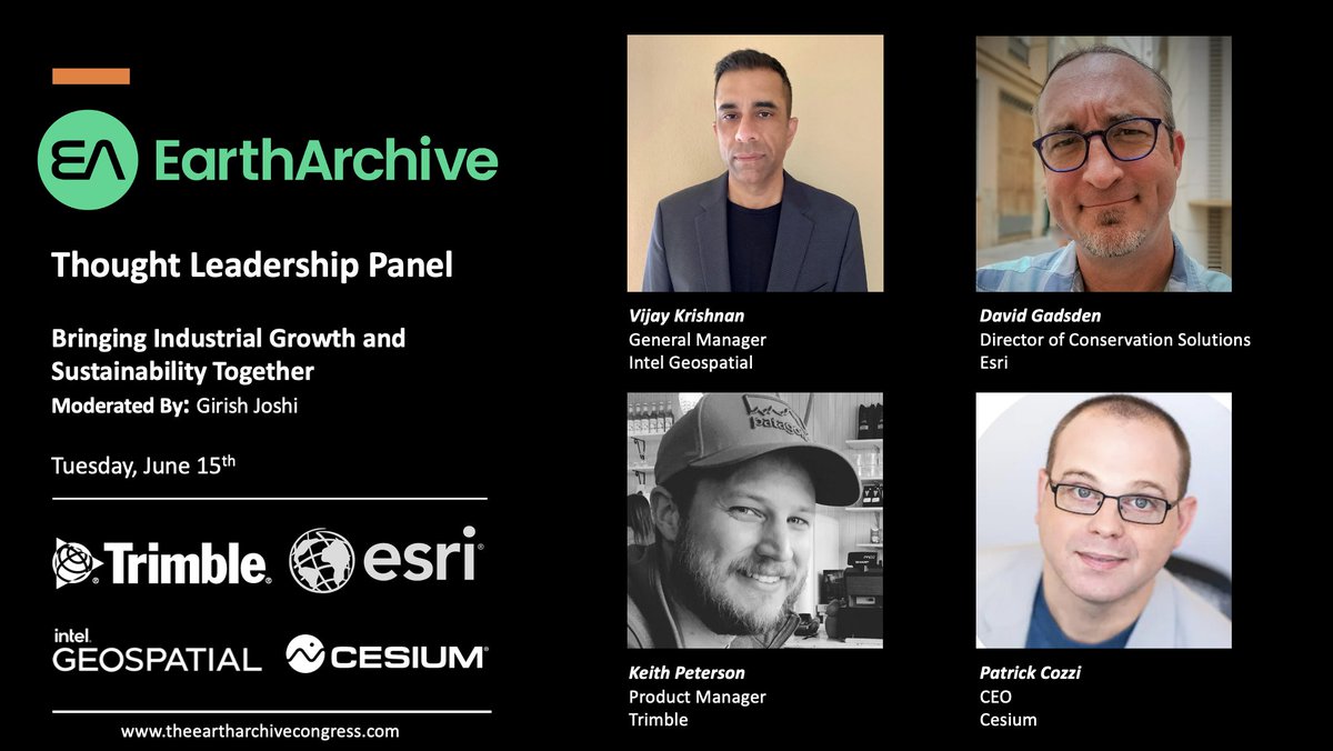 earth_archive's tweet photo. #EarthArchiveCongress panelists from #IntelGeospatial #Trimble #Cesium #Esri address 'Bringing Industrial Growth &amp; #Sustainability Together' https://t.co/wWdZ6rVu0v Free Registration
#EarthArchive #3dmapping #3dmodelling #amazon #science #amazon #geospatial #GIS #climatechange https://t.co/KiWGC3Rp73